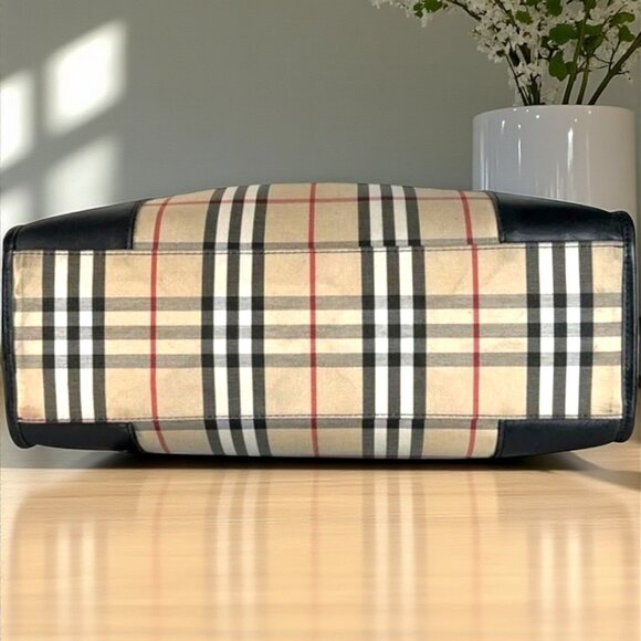 Burberry Vintage Blue Label Nova Check Boston Handbag Satchel with COA - Picture 8 of 16